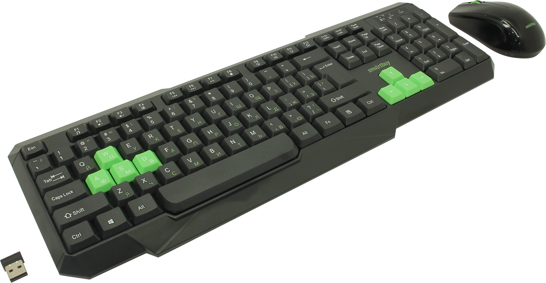 Комплект клавиатура+мышь Smartbuy ONE черно-зеленый (SBC-230346AG-KN)