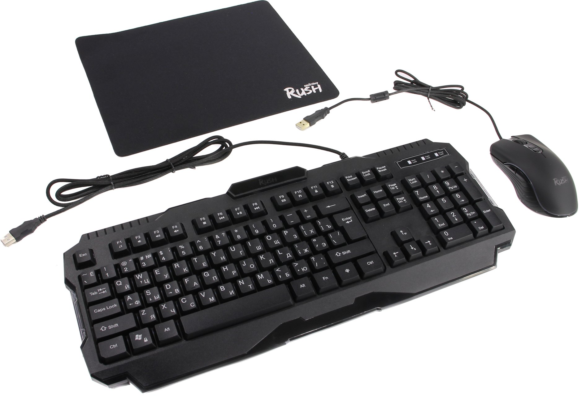 Набор игровой клавиатура+мышь+коврик Smartbuy RUSH Shotgun черный (SBC-307728G-K)