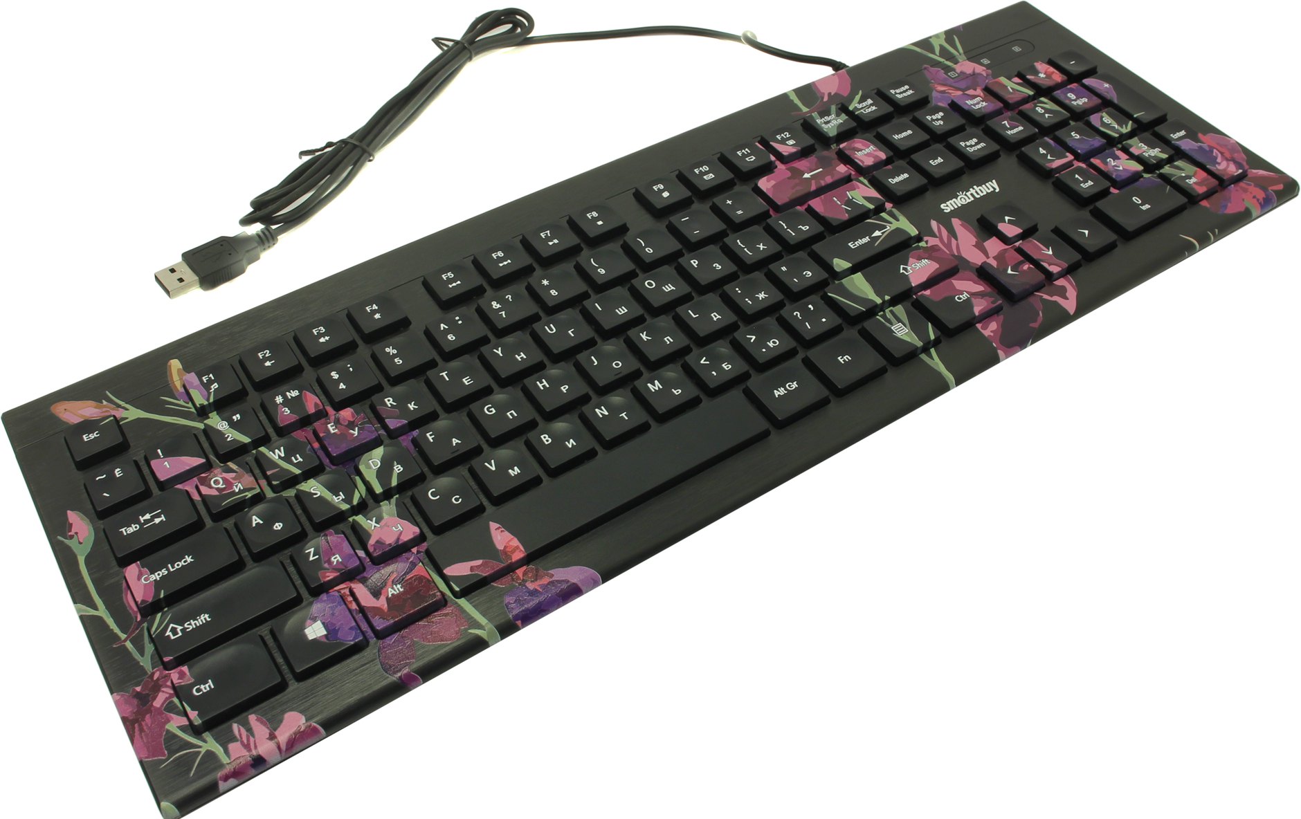 Клавиатура проводная с принтом Smartbuy Flowers SBK-223U-F-FC