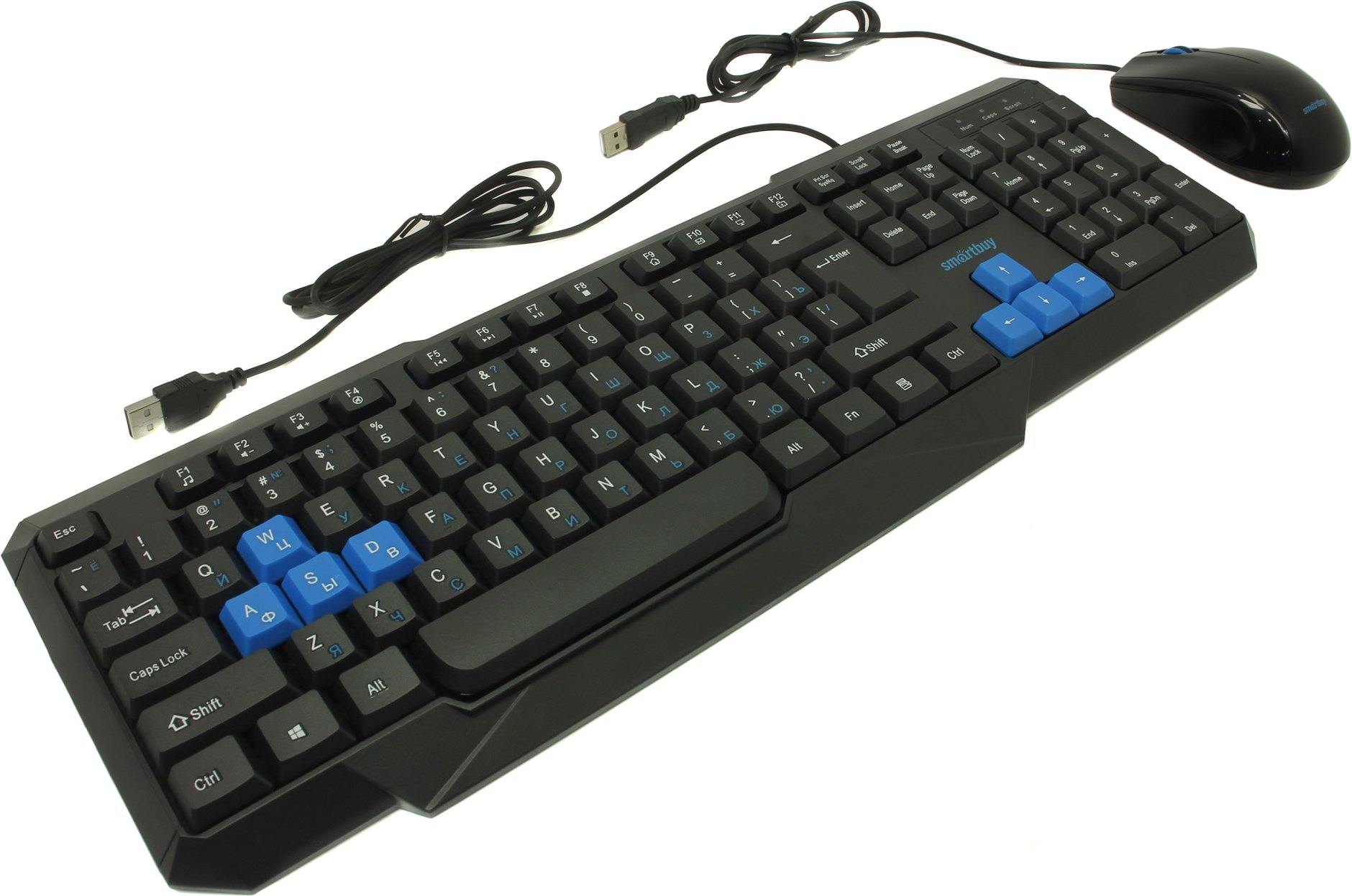Проводной  комплект клавиатура+мышь Smartbuy ONE черно-синий (SBC-230346-KB)