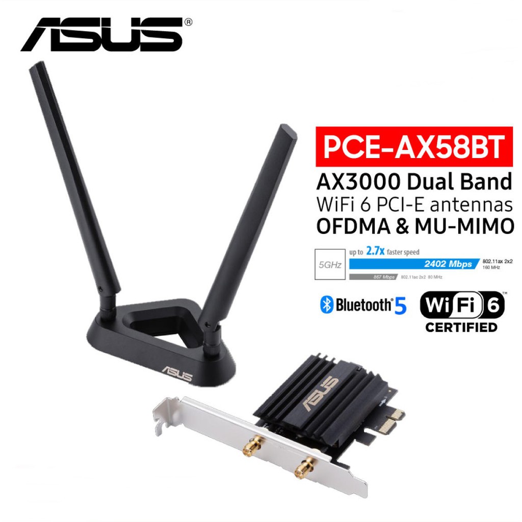 Asus PCE-AX58BT (AX3000) беспроводной адаптер+ BT5.0